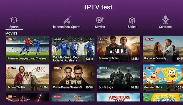 Teste IPTV - Interface de Streaming